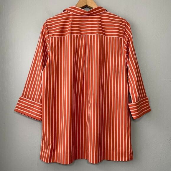 Coldwater Creek Tunic Top Petite Medium Size PM Orange Striped Boho Chic Preppy - Picture 6 of 9